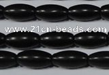 CAG6025 15.5 inches 6*12mm rice matte black agate beads