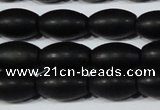 CAG6026 15.5 inches 8*12mm rice matte black agate beads