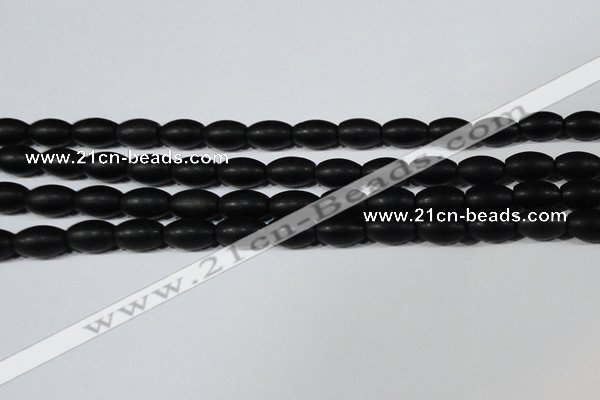 CAG6026 15.5 inches 8*12mm rice matte black agate beads