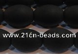 CAG6027 15.5 inches 12*16mm rice matte black agate beads