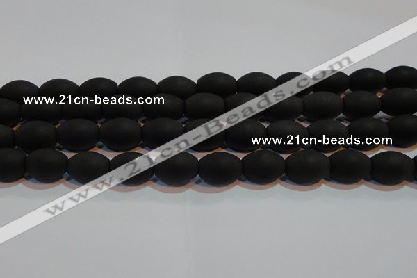 CAG6027 15.5 inches 12*16mm rice matte black agate beads