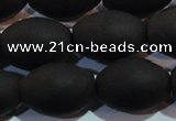 CAG6028 15.5 inches 13*18mm rice matte black agate beads