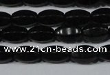 CAG6029 15.5 inches 6*10mm faceted rice matte black agate beads