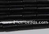 CAG6032 15.5 inches 6*12mm tube matte black agate beads