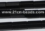 CAG6035 15.5 inches 6*12mm faceted tube matte black agate beads