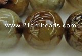 CAG6053 15.5 inches 24mm round dragon veins agate beads