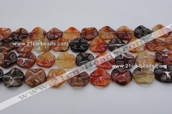 CAG6055 15.5 inches 20mm wavy coin dragon veins agate beads