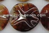 CAG6056 15.5 inches 30mm wavy coin dragon veins agate beads