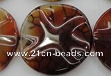 CAG6057 15.5 inches 40mm wavy coin dragon veins agate beads