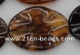 CAG6062 15.5 inches 30*40mm wavy oval dragon veins agate beads