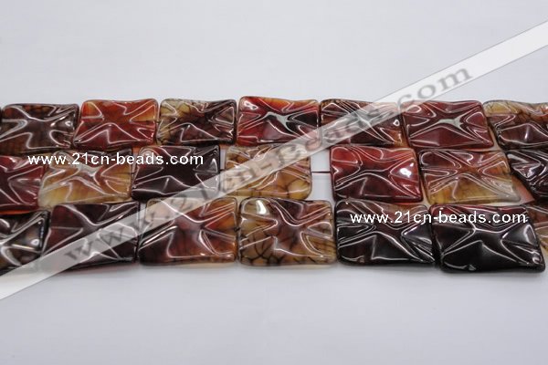 CAG6066 15.5 inches 22*30mm wavy rectangle dragon veins agate beads