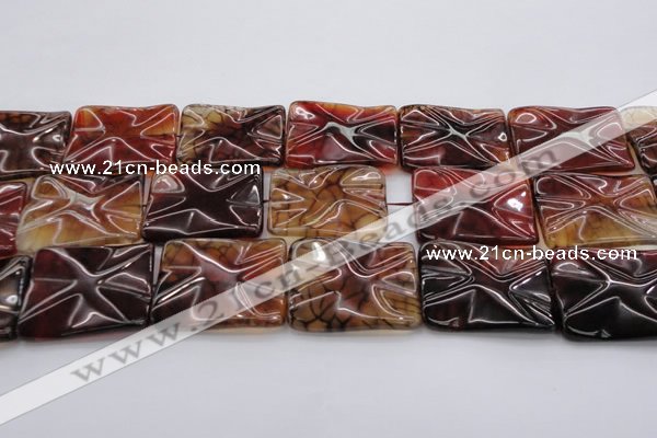 CAG6067 15.5 inches 30*40mm wavy rectangle dragon veins agate beads