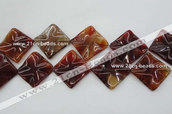 CAG6072 15.5 inches 40mm wavy diamond dragon veins agate beads