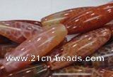 CAG609 15.5 inches 12*40mm rice natural fire agate beads wholesale