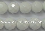 CAG6102 15.5 inches 8mm faceted round white agate gemstone beads