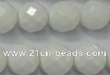 CAG6103 15.5 inches 10mm faceted round white agate gemstone beads