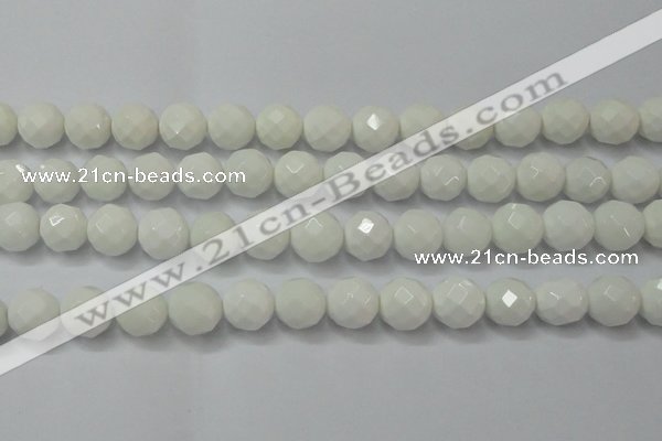 CAG6103 15.5 inches 10mm faceted round white agate gemstone beads