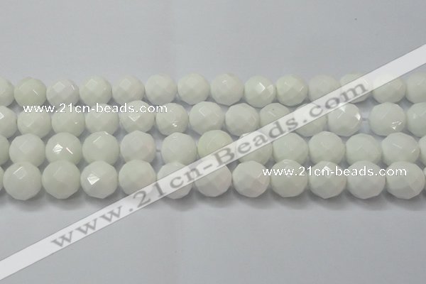 CAG6104 15.5 inches 12mm faceted round white agate gemstone beads