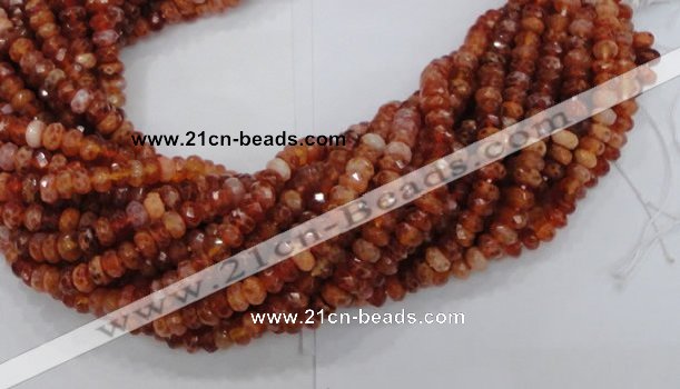 CAG612 15.5 inches 6*10mm faceted rondelle natural fire agate beads