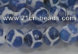 CAG6120 15 inches 8mm faceted round tibetan agate gemstone beads