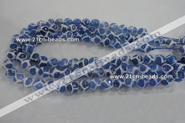 CAG6120 15 inches 8mm faceted round tibetan agate gemstone beads