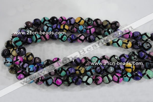 CAG6130 15 inches 8mm faceted round tibetan agate gemstone beads