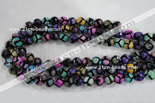 CAG6131 15 inches 10mm faceted round tibetan agate gemstone beads