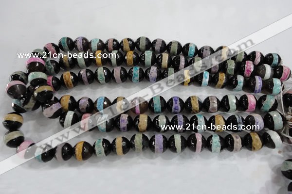 CAG6135 15 inches 8mm faceted round tibetan agate gemstone beads