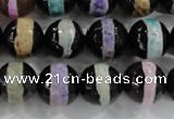 CAG6136 15 inches 10mm faceted round tibetan agate gemstone beads