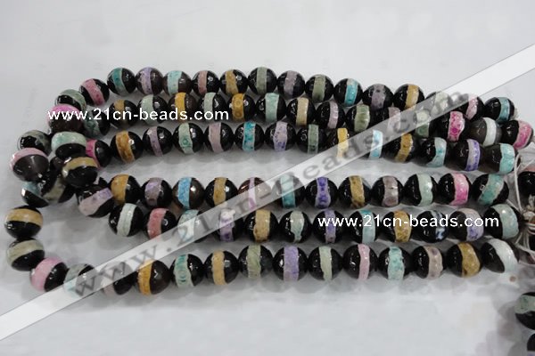 CAG6136 15 inches 10mm faceted round tibetan agate gemstone beads