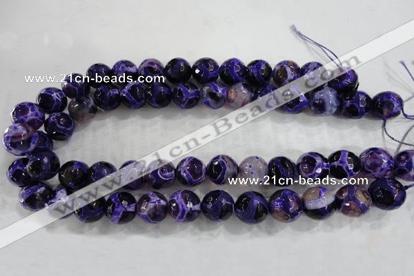 CAG6146 15 inches 12mm faceted round tibetan agate gemstone beads