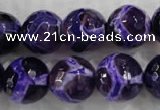 CAG6147 15 inches 14mm faceted round tibetan agate gemstone beads