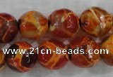 CAG6150 15 inches 10mm faceted round tibetan agate gemstone beads