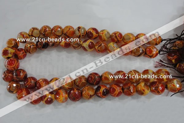 CAG6150 15 inches 10mm faceted round tibetan agate gemstone beads