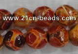 CAG6151 15 inches 12mm faceted round tibetan agate gemstone beads