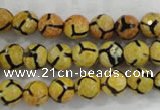 CAG6165 15 inches 8mm faceted round tibetan agate gemstone beads