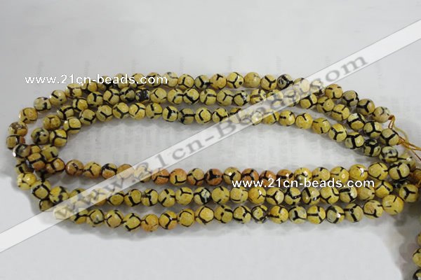 CAG6166 15 inches 10mm faceted round tibetan agate gemstone beads