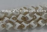 CAG6175 15 inches 8mm faceted round tibetan agate gemstone beads