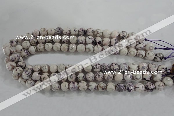 CAG6180 15 inches 10mm faceted round tibetan agate gemstone beads