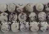 CAG6181 15 inches 12mm faceted round tibetan agate gemstone beads