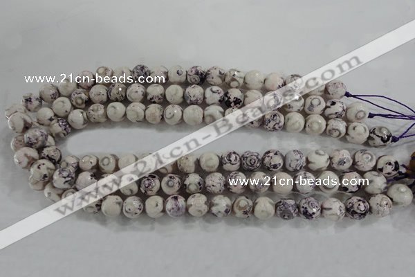 CAG6181 15 inches 12mm faceted round tibetan agate gemstone beads