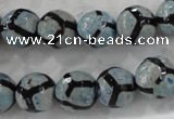 CAG6187 15 inches 12mm faceted round tibetan agate gemstone beads