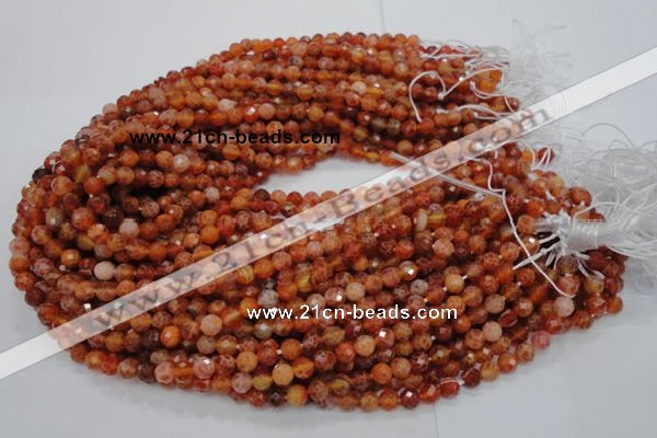 CAG619 15.5 inches 6mm faceted round natural fire agate beads