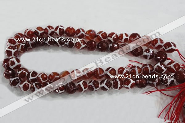 CAG6201 15 inches 10mm faceted round tibetan agate gemstone beads