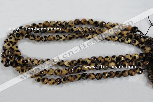 CAG6206 15 inches 10mm faceted round tibetan agate gemstone beads