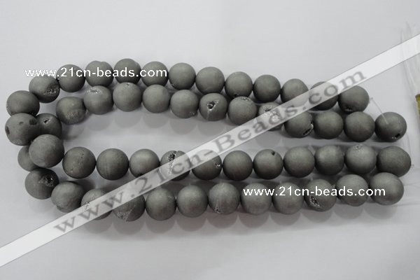 CAG6225 15 inches 14mm round plated druzy agate beads wholesale