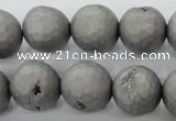 CAG6232 15 inches 8mm faceted round plated druzy agate beads