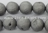 CAG6233 15 inches 10mm faceted round plated druzy agate beads