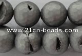 CAG6237 15 inches 18mm faceted round plated druzy agate beads