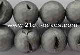 CAG6238 15 inches 20mm faceted round plated druzy agate beads